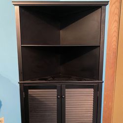 Black Corner Dresser Storage Armoire Shelf