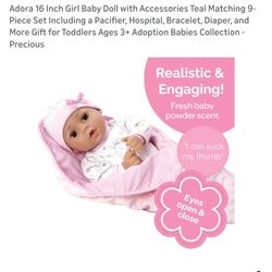 Adora 16 Inch Girl Baby Doll with Accessories Teal Matching 9-Piece Set