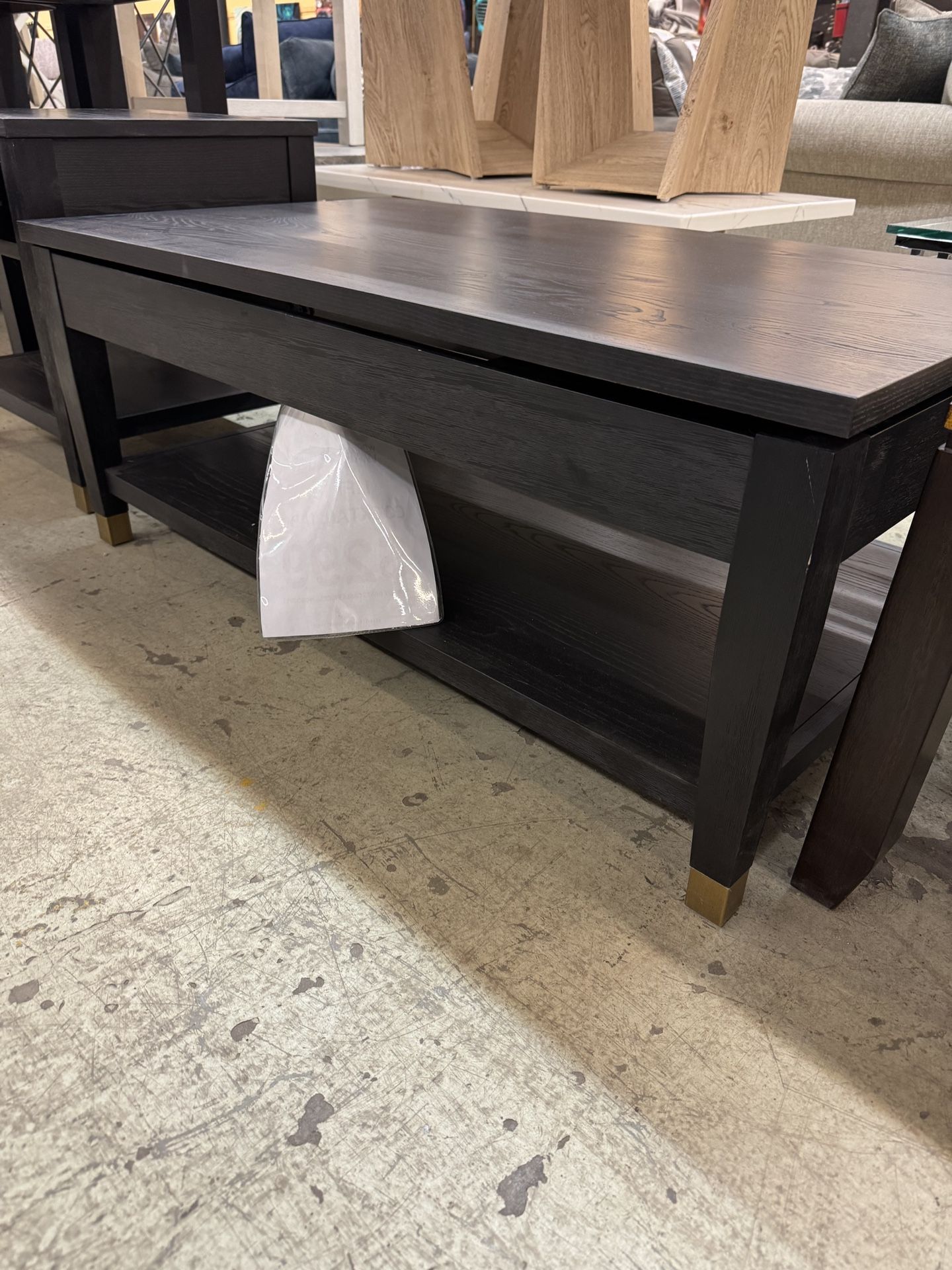 Black And Gold Lift Top Cocktail Table, And Matching End Table (Sold In Sets Only)