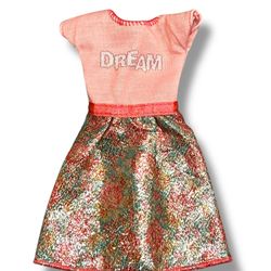Barbie Fashionistas Fashion Fever Dream Doll DRESS ONLY Gold Pink CLN60 Party