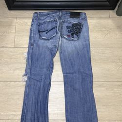 Y2K 2000s Aztec Embroidered Flared Women’s Denim Jeans