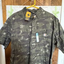 Carhartt Camo Button Down Shirt Short Sleeve Men’s XL NWT 