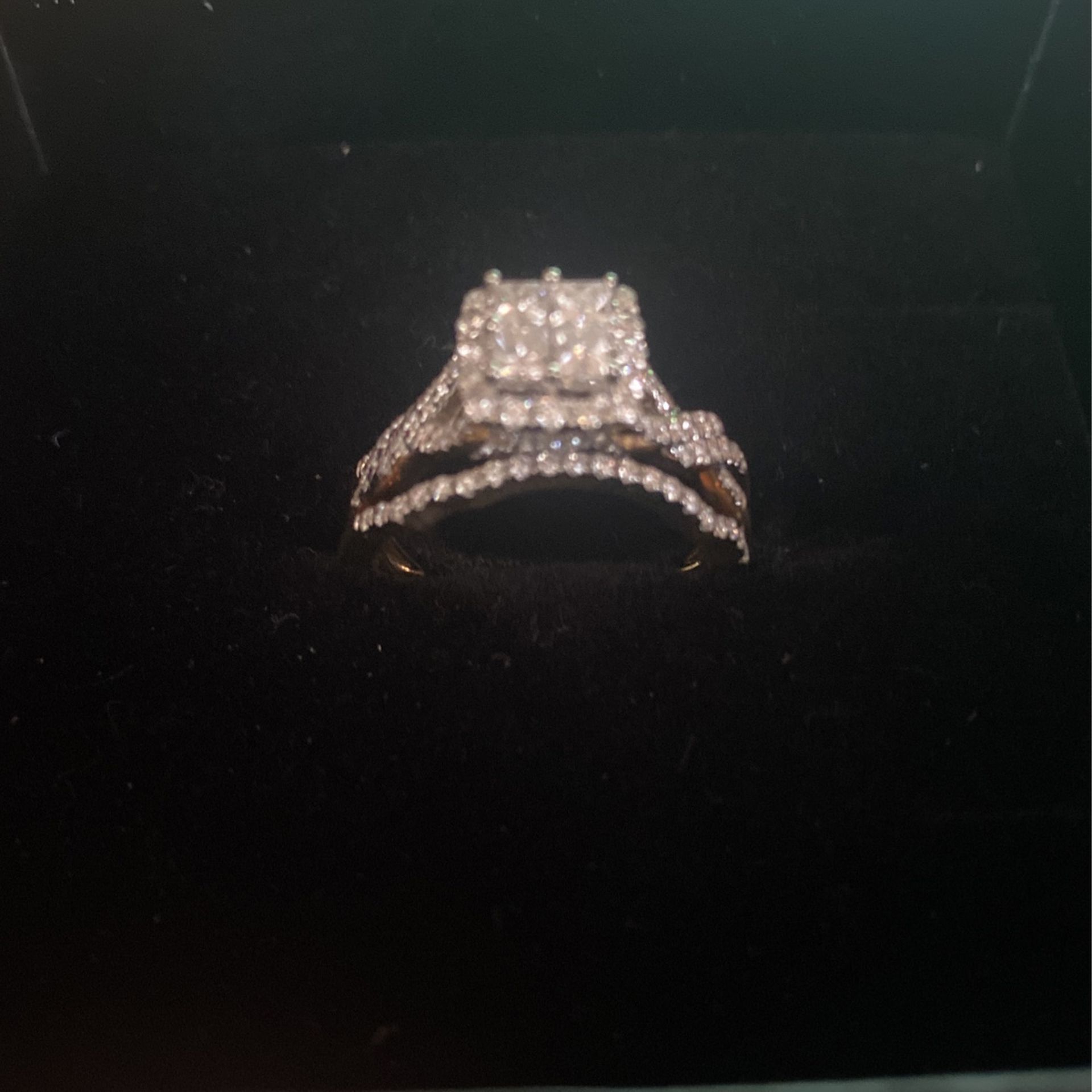 10k Gold Wedding Band And Engagement Ring Princess Cut Diamond 2.3 Carat Diamond 