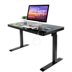 airLIFT Electric Sit-Stand Desk With Tempered Glass Top In Black Brand New In Box 