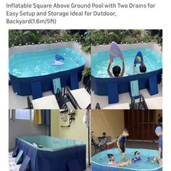 Portable PVC Foldable Pool Full Sized Foldable for Outdoor, Backyard(1.6m/5ft)