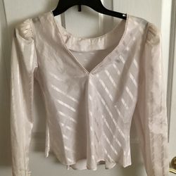 Beautiful White Dress Blouse With Faux Pearls Size Small