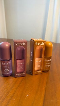 Kitsch Cozy Comfort Hair Perfume Duo: Soft Santal & Caramel Cream Hair & Body Perfume Duo | Odor-Eliminating Hair Perfume Set | Vegan Fragrance