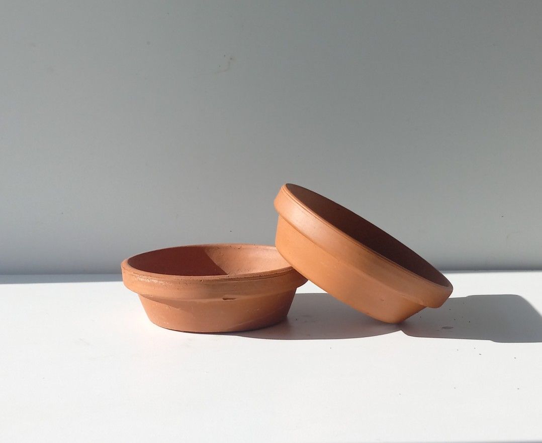 Pair Set Of 2 Terra Cotta Plant Pot Sauser/ Flower Pot/ House Plant Flower Patio Garden 