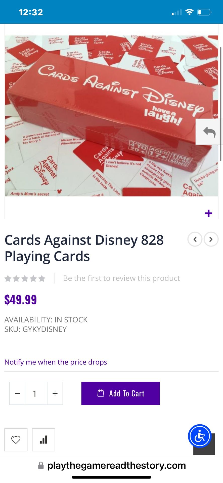 Sealed / New …Cards Against Disney Game