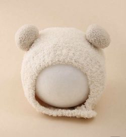 Fluffy bear-ear baby hat — warm, soft & adorable! Perfect for winter and cute photos