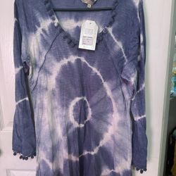Long Sleeve Tie-Dyed Woman’s  Top - Medium 