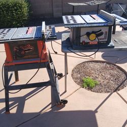2 TABLE SAWS RYOBI AND FIRE STORM