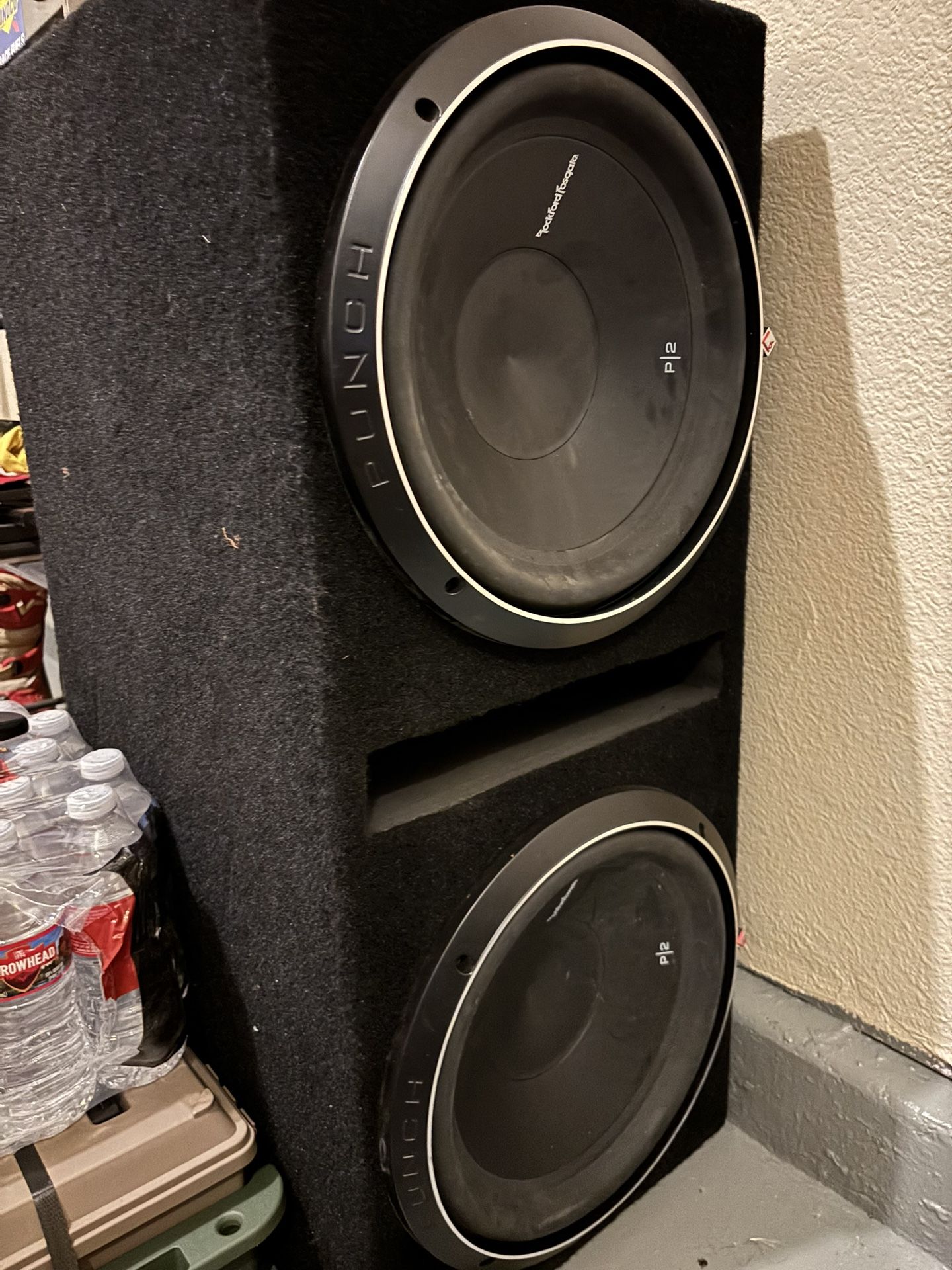 Two 12” Rockford Fosgate P2 Subwoofers With Box