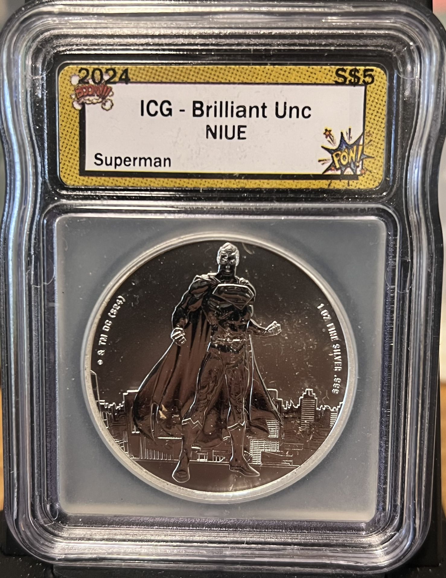 2024 Samoa 5 Dollars • DC Universe Justice League Superman • 1 oz Fine Silver Round • ICG Brilliant Uncirculated • *RARE* Population of 100