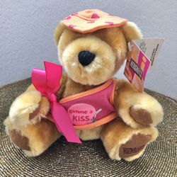 Hershey Teddy Bear Plush 6” Kiss Stuffed Animal gimme a kiss valentine
