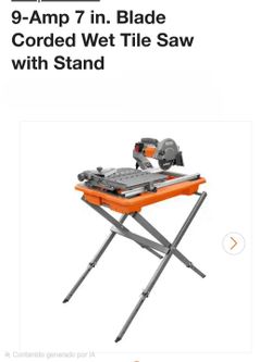 RIDGID 7-Inch Wet Tile Saw with Stand – 9 Amp – Model R4031 – $239