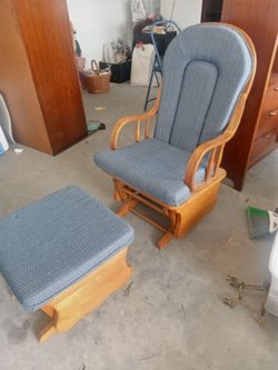 Blue glider chair and ottoman