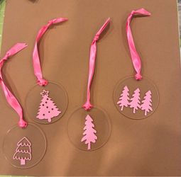 Homemade pink Christmas ornaments