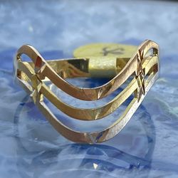 $350 Three Tone Yellow White And Rose Gold Statement Ring