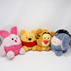 Disney Hong Kong Winnie the Pooh Fuzzy Round Plush Ball 8" Plush Set/Lot Of 4