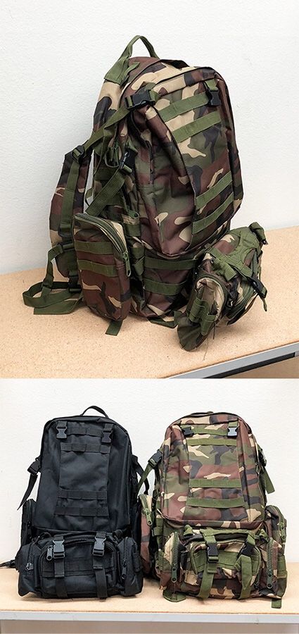 New in box $25 each 55L Outdoor Sport Bag Camping Hiking School Backpack (Black or Camouflage)