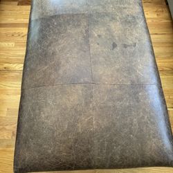 Pottery Barn Leather And Wood Ottoman