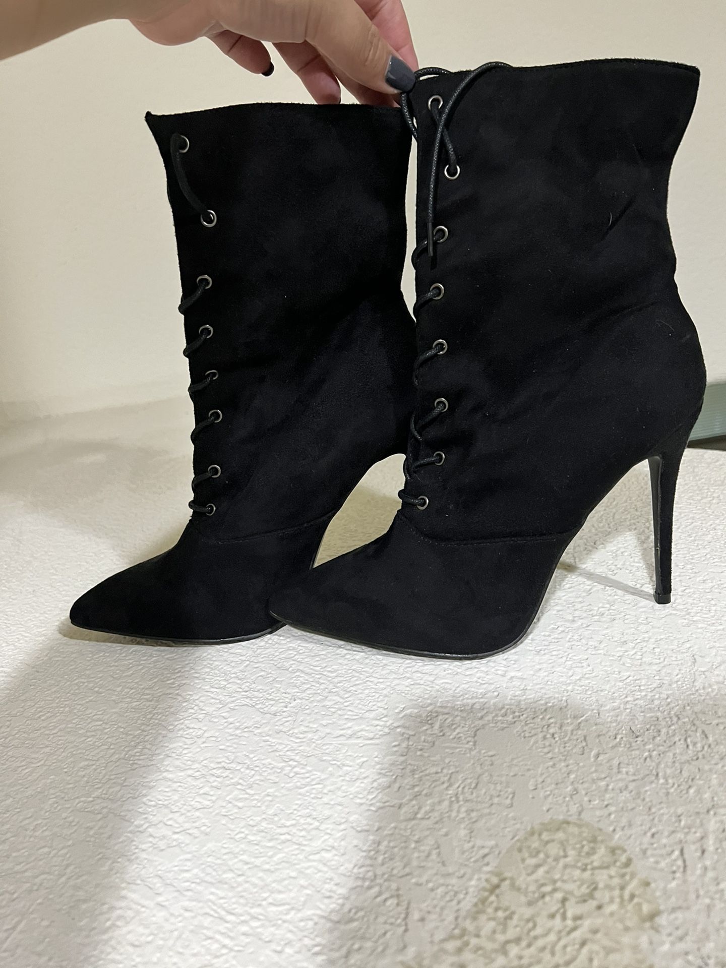 New Black High Heel Booties