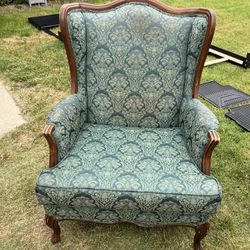 Vintage Green Wingback Chair