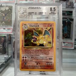 1999 Pokemon Base Set Charizard Unlimited  Holo Rare #4/102 BGS 8.5 NM | 0.5 Away From Mint 9