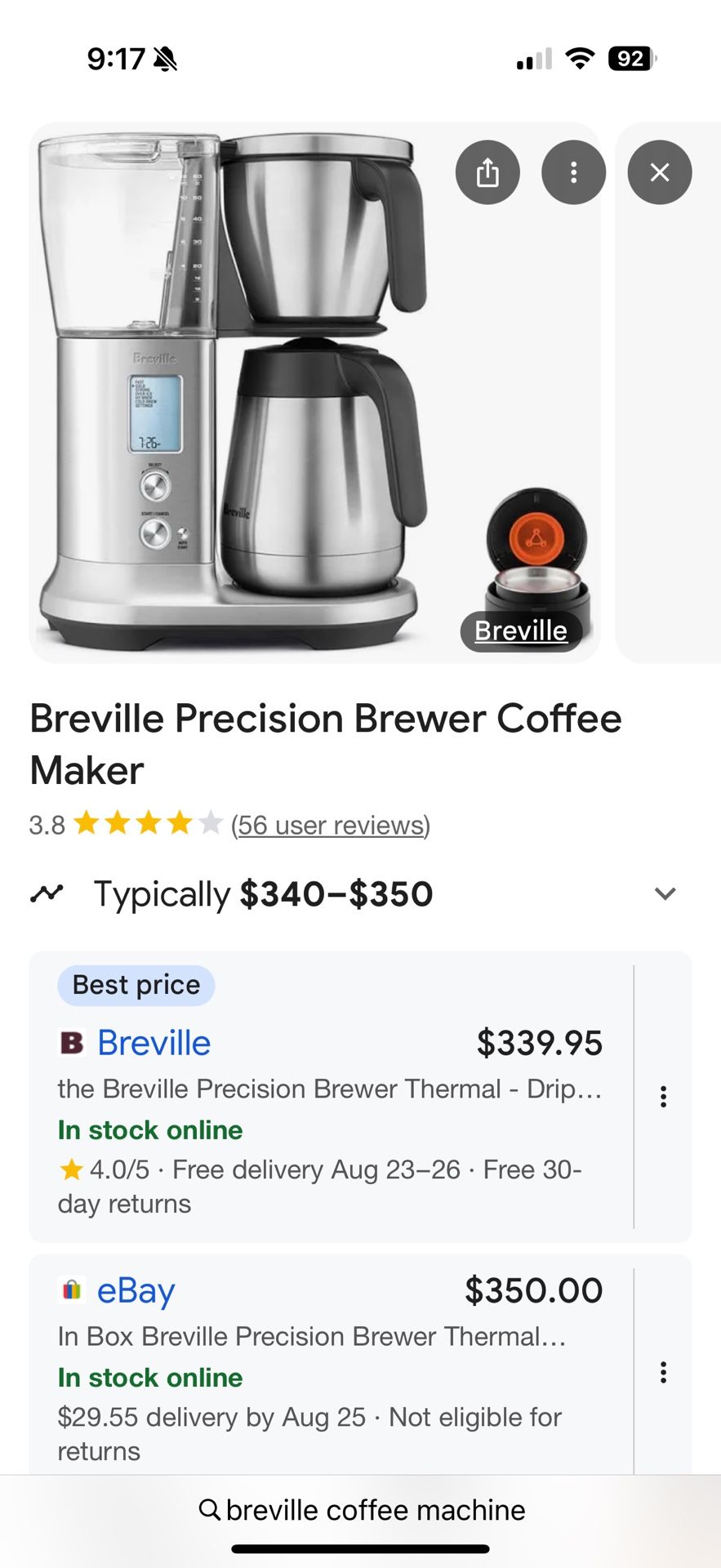 Coffee Brewer Breville Precision Thermal Crafe