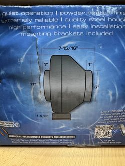 Hurricane 6” Inline Duct Fan 