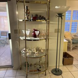 Vintage Brass Glass Shelving 