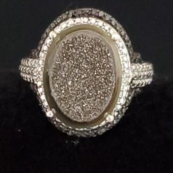 Black Drusy Ring Size 8