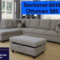 Brand New Grey  Sectional Sofa Couch 
