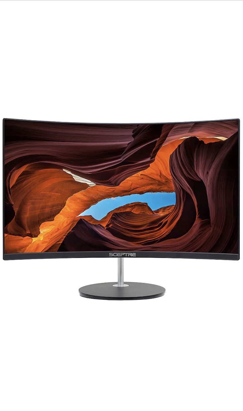 Sceptre Curved 27" 75Hz LED Computer Monitor HDMI VGA Built-In Speakers, EDGE-LESS Metal Black (C275W-1920RN)