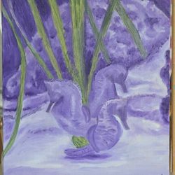 Original Oil Painting 8 X 10 Seahorses