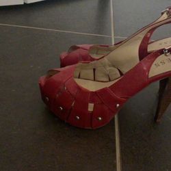 Red Guess Heels Size 8