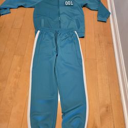 (Price Down) Squid Game Player 001/456 Costume, Tracksuit Adult Size Large Faux Zipper Costume Tracksuit