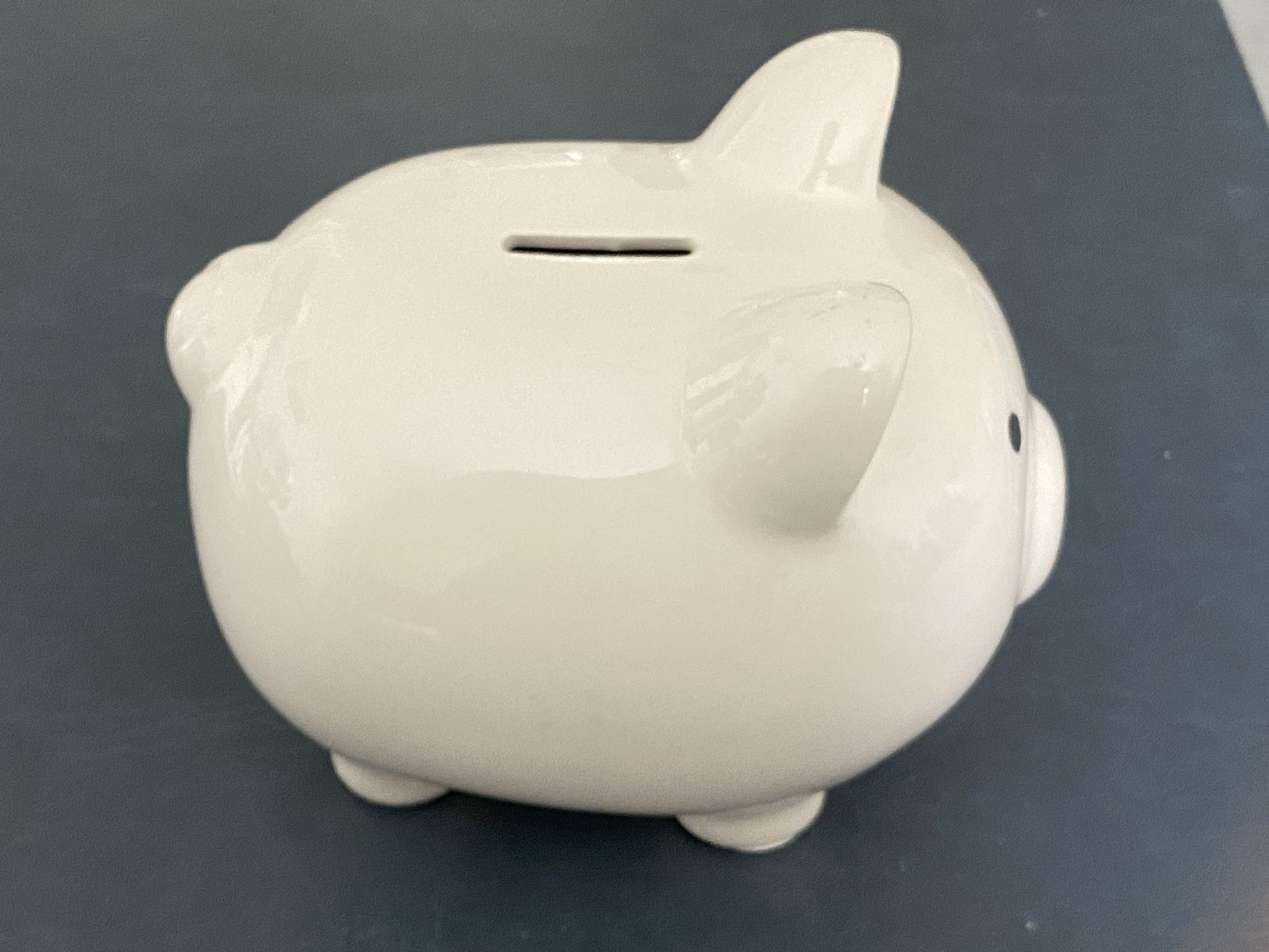 White Ceramic Piggy Bank With Stopper