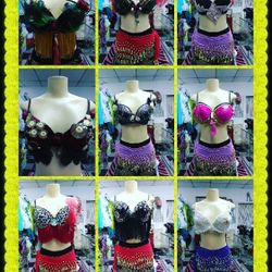 Unique Handmade Dancer Tops and Coin Skirts Various Colors 