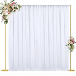Wokceer 10x10 FT Backdrop Stand Heavy Duty Pipe and Drape Kit, Adjustable Gold Backdrop Stand for Wedding Birthday Party Photography Photo Booth Backg