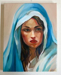 Original Oil Painting “Blue Veil»,  10x8