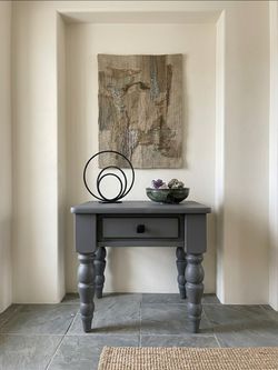 Charcoal Grey Painted Wood Console Table with Drawer