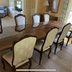 Dining Table With 8 Chairs w/ 2 Leaves