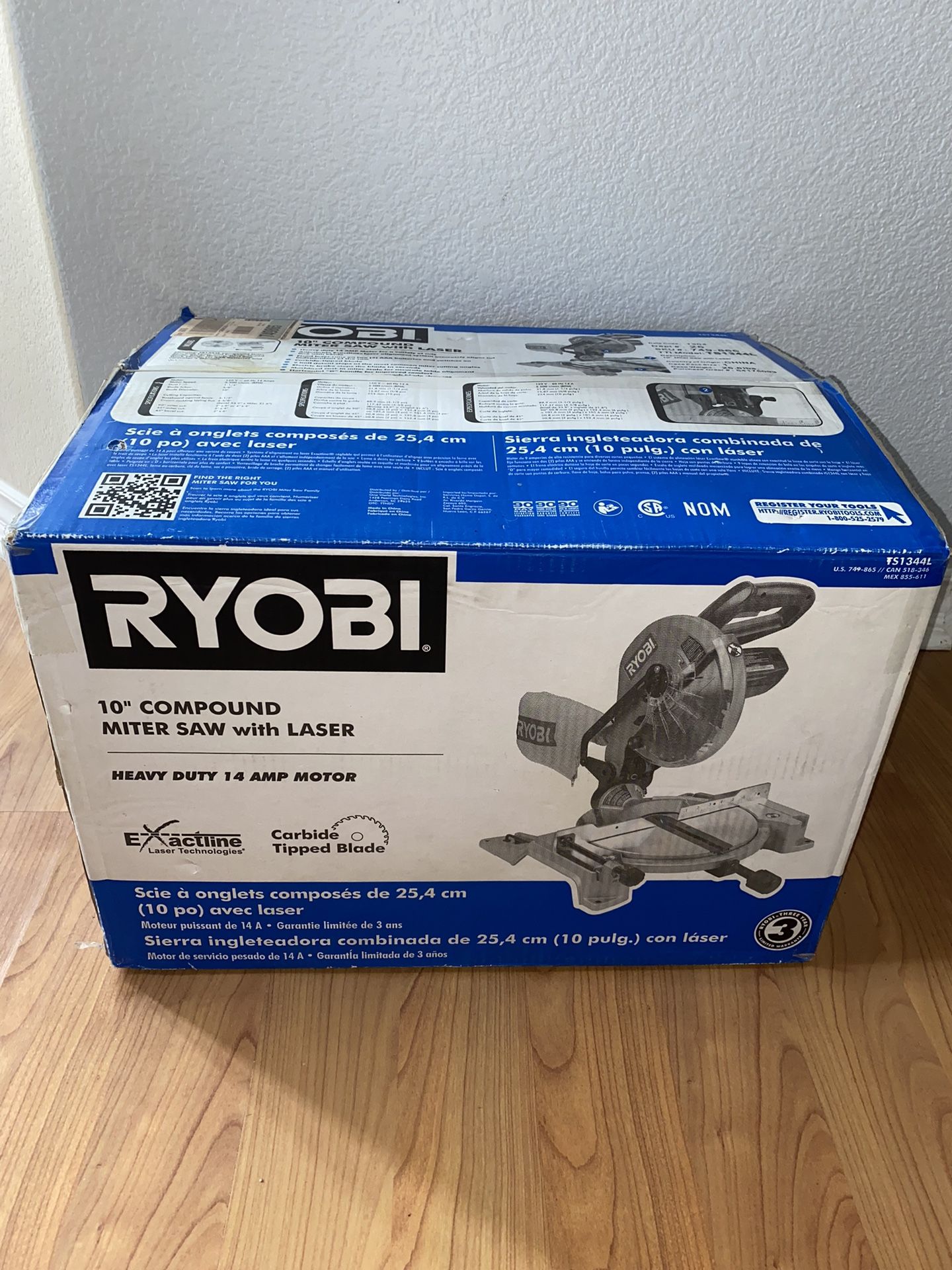 RYOBI 10” Compound Miter Saw with Laser Heavy Duty 14 AMP Motor DIABLO Saw Blade