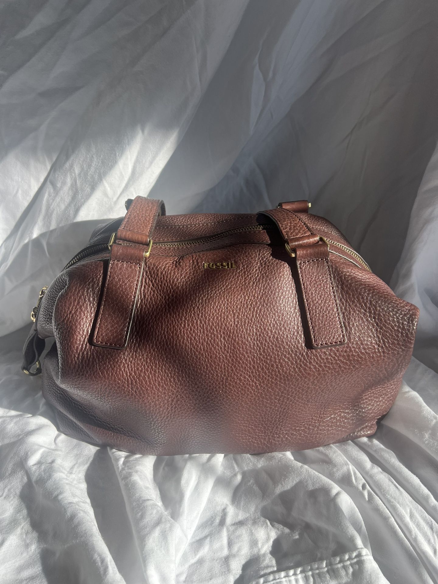 Fossil Preston Deep Matron Genuine Leather Handbag