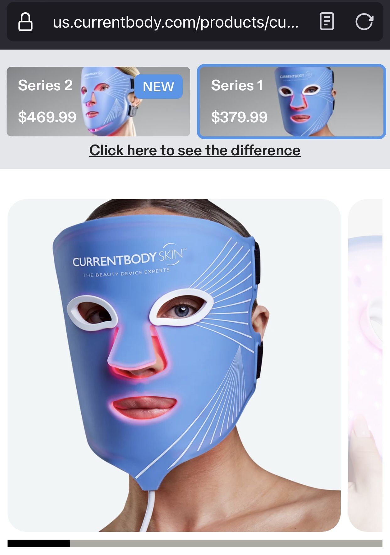 Currentbody Skin LED Blue Light Therapy Face Mask Series 1