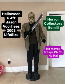 RARE 2008 Halloween 6.4ft Tall Jason Voorhees Animatronic LifeSize Prop Decoration Collectible