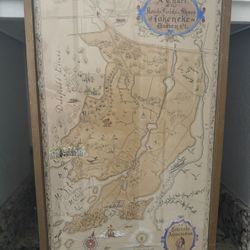 1926 Painted Antique Map, Darien, Tokeneke, Connecticut (Arrowhead Rd)