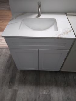 White shaker vanity